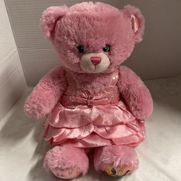 Build a Bear Workshop Pink Disney Princess Bear Pink Sequin Dress Soft Plush - Picture 9 of 9